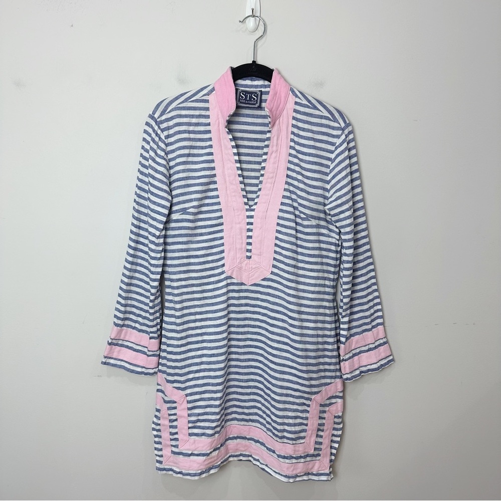 Sail to Sable Blue & Pink Striped Tunic Dress